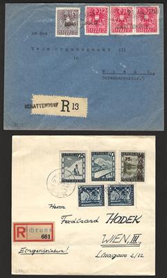 Poststück - Österr. Partie Rekopost ab 1945 mit Provisorien, - Briefmarken und Ansichtskarten