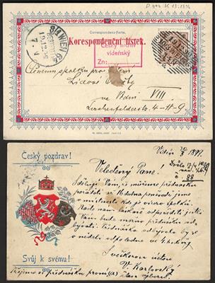 Poststück - Partie Belege Österr. Ausg. 1890 in verschied. Varianten, - Francobolli e Cartoline