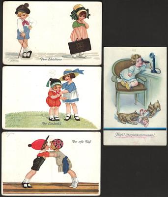 Poststück - Partie Motivkarten Frauen und Kinder, - Známky a pohlednice