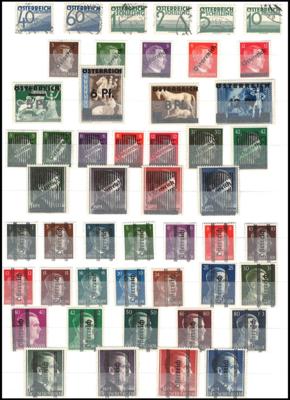 ** - Sammlung Österr. 1945/65 , - Briefmarken und Ansichtskarten