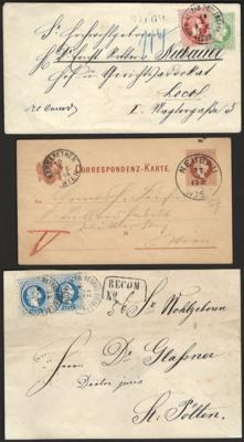 Poststück - Neubau Ausg. 1867 Partie attraktiver Belege mit diversen Entwertungen, - Francobolli