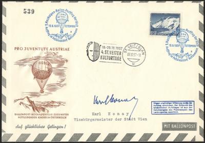 Poststück - Österr. - Ballon - Hochalpenflug 1957 in Gold - Silber und Bronze, - Známky