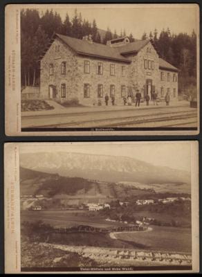 Poststück - Partie Hartkarton - Fotos Österr. Monarchie u.a. mit Bahnstation Breitenstein, - Briefmarken und Ansichtskarten