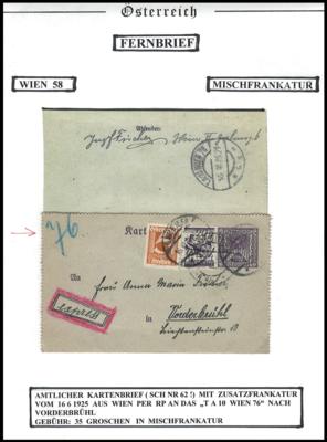 Poststück - Österr. I. Rep. - Partie Kartenbriefe, - Briefmarken und Ansichtskarten
