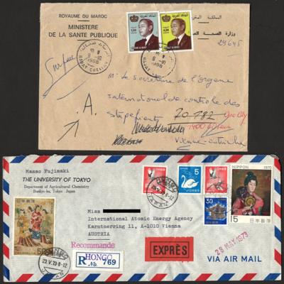 Poststück - Partie Poststücke an UNO -Origanisationen (meist Wien Flug- Mitnehmerpost, - Briefmarken und Ansichtskarten