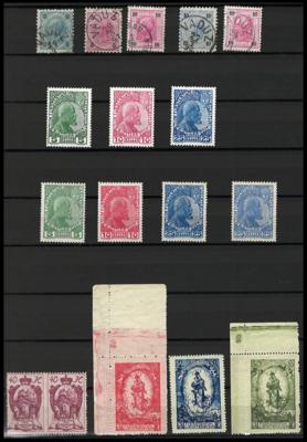 */(*)/gestempelt - Kl. Partie Liechtenstein ab 1912 mit Vorläufer und Abarten, - Briefmarken und Ansichtskarten