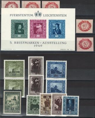 ** - Partie Liechtenstein u.a. mit Block Nr. 5, - Briefmarken und Ansichtskarten