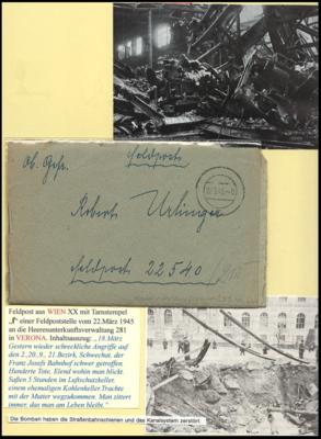 Poststück - Fp.-Belege mit "Bombeninhalten" Bezug Wien 1945 u.a. Tarnstempel, - Známky