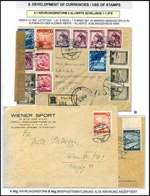 Poststück - Österr. - Partie Poststücke Währungsreform 1947, - Briefmarken und Ansichtskarten