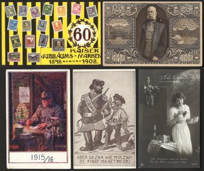 Poststück - Partie Österr. Feldpost mit Werbekarten, - Briefmarken und Ansichtskarten