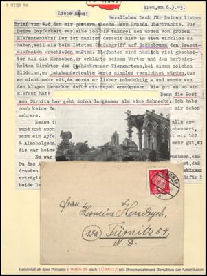 Poststück - Wien in der Endkriegsphase 1945 extrem umfangreiche "Bombeninhalte" 34 Belege, - Briefmarken und Ansichtskarten