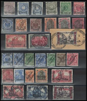 .gestempelt/Briefstück - Partie D. Auslandspostämter und Kolonien, - Briefmarken und Ansichtskarten