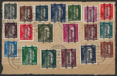 Poststück/Briefstück - Österr. 1945 kl. Grazer auf Ausschnitt mit Stempeln LEOBEN-GÖSS 3. VII. 45 u. einige phil. Belege, - Francobolli