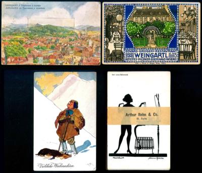 Poststück - Kl. Partie meist Motivkarten u.a. etwas Prägeund Scherenschnittkarten, - Briefmarken und Ansichtskarten
