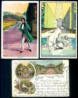Poststück - Kunstkarten ab der österr. Monarchie mit verschiedensten Motiven, - Stamps