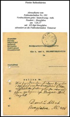 Poststück - Österr. 1917/18 - 3 versch. Ballonkarten - Briefmarken und Ansichtskarten