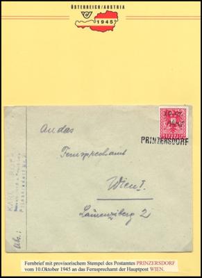 Poststück - Österreich 1945 Fernbrief mit 12 Pfg. Wappen und provisorischem Stempel PRINZENDORF, - Francobolli