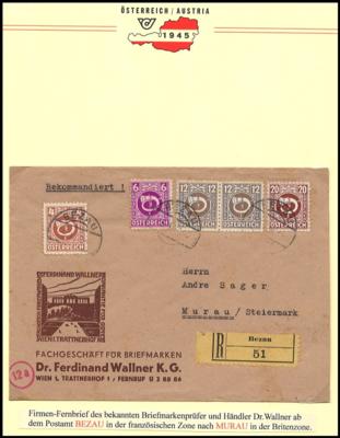 Poststück - Österreich 1945 Westzonen-Posthornmarken auf Händler- oder Sammlervereinsbelegen teils Zensuren, - Francobolli