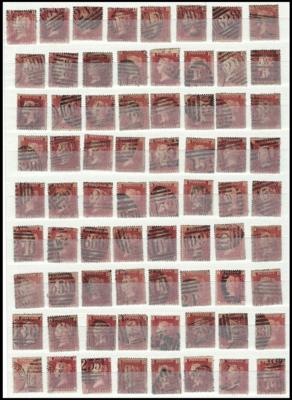 .gestempelt - Großbrit. Nr. 16 (1 Penny) - 198 Stück m. div. Eckbuchstaben A - Tgestempelt, - Briefmarken und Ansichtskarten