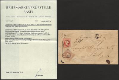 Poststück - Österr. Nr. 41 Ia + 37 Ia. Einschreibebrief nach Bologna aus Wien-Mariahilf, - Známky a pohlednice