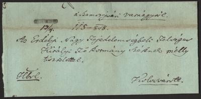 Poststück - Österr.-Vorphila Siebenbürgen "SZAMOS UJVAR" Negativstempel auf Faltbriefhülle nach Kolosvar aus 1848, - Briefmarken und Ansichtskarten