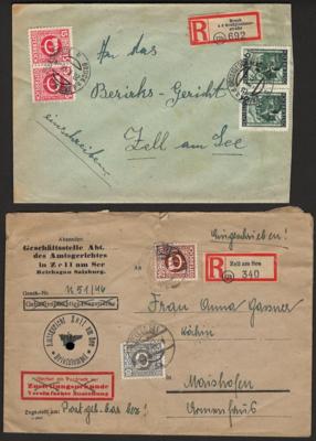 Poststück - Partie frühe Nachkriegsbelege Österr. II Rep. u. etwas Ausland, - Stamps and postcards