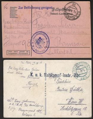 Poststück - Partie Österr. Feldpost WK I mit Militaria - Karten, - Francobolli e cartoline