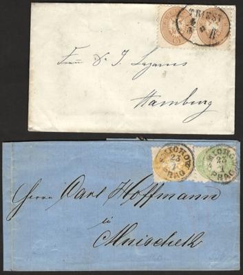 Poststück - Partie Österr. u. Lombardei Ausg. 1864 (24 Poststück u. 1 Recepisse), - Francobolli e cartoline