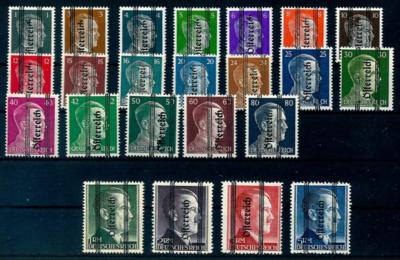 ** - Österr. 1945 - Grazer Markwerte fett sowie ALLE Pfennigwerte mit PLATTENFEHLER"kurzes ch", - Stamps and postcards