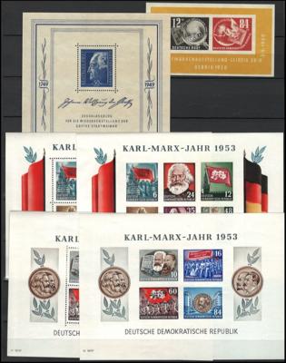** - Sammlung DDR ab 1949 mit Sowjet. Zone u. etwas Dubl., - Briefmarken und Ansichtskarten
