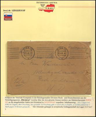 Poststück 3 rare Belege 1945 mit Slowakei - Briefmarken und Ansichtskarten