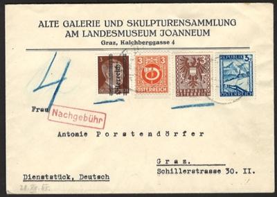 Poststück - Partie Belege Österr. meist aus 1945 auch 2 Aufdruck Ortspostkarten ungebr., - Briefmarken und Ansichtskarten