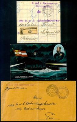 Poststück - Partie Österr. Marine - Feldpost meist WK I, - Stamps and postcards