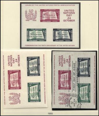 **/gestempelt - Sammlung UNO New York ca. 1952/1981 - tls. ** und gestempelt gesammelt, - Briefmarken und Ansichtskarten