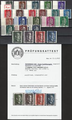 ** - Österr. 1945 Grazer-Aushilfsausg. kpl. (ANK. 674/692, - Stamps and postcards