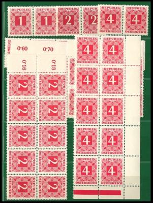 ** - Österr. Porto 1949 Nr. 232/259 xa - 12 kpl. Sätze etc., - Briefmarken und Ansichtskarten