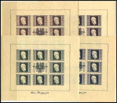 **/* - Sammlung Österr. 1945/1964 mit Gitter - Grazer - RENNERBLOCK (übl. Unebenh.), - Stamps and postcards