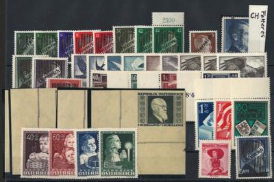 ** - Sammlung Österr. 1945/1976 mit Gitter (Fotoattest Kovar) - 5 RM Grazer mager - RENNER geschnitten, - Stamps and postcards