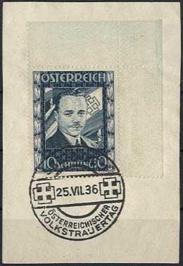Briefstück - Österr. - 10 S Dollfuss vom rechten oberen Bogenrand, - Stamps and postcards