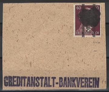 Briefstück - Österr. Grazer Aushilfsausgabe 60 Pfg. auf Bankbriefausschnitt, - Stamps and postcards