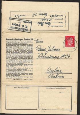 Poststück - 5 Vordruckbriefe KZ Dachau in guter Erh., - Známky a pohlednice