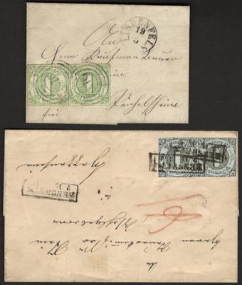 Poststück - altd. Staaten - Thurn u. Taxis - Nr. 51 waagr. Paar auf Brief von Lindenfels nach Reichelsheim, - Stamps and postcards