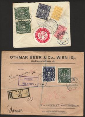 Poststück - Österr. I. Rep. - Interess. Partie Poststücke Parlaments- und frauenkopfausgabe, - Briefmarken und Ansichtskarten