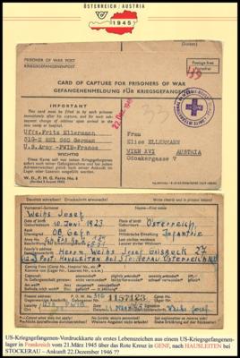 Poststück - Österreicher 1945 in US - Gefangenschaft in Frankreich, - Známky a pohlednice