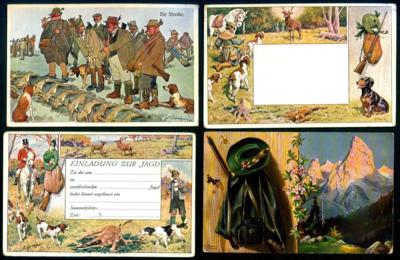 Poststück - Partie Motivkarten "Jagd" meist Verlag Brüder Kohn Wien, - Stamps and postcards
