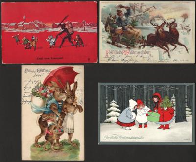 Poststück - Partie Motivkarten u.a. mit viel Weihnachten (dabei Nikolaus auf Schlichtten als "Halt gegen das Licht"), - Francobolli e cartoline