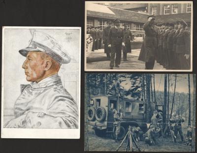 Poststück - Partie Poststücke D.Reich meist Werbekarten mit viel Militaria sowie 1 private Liederfibel Österr. ca. 1930, - Briefmarken und Ansichtskarten