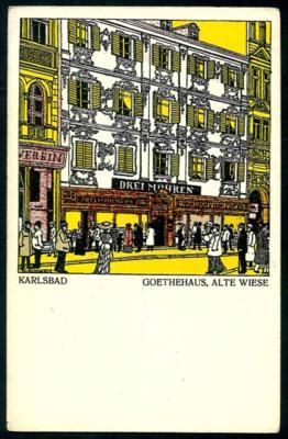 Poststück - Wiener Werkstätte: Karte Nr. 259 - Karl Schwetz: "Karlsbad Goethehaus, - Známky a pohlednice