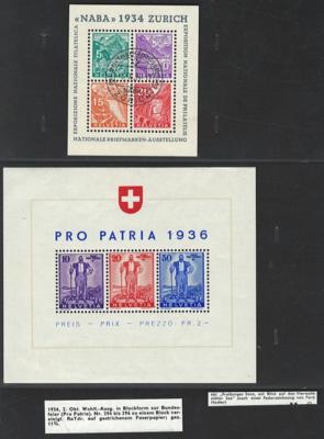 */gestempelt/Poststück - Sammlung Schweiz mit besseren Flugwerten und Blöcken, - Stamps and postcards