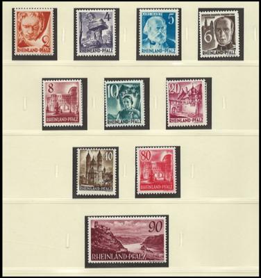 ** - Sammlung Franz. Zone u.a. mit Blockausg., - Briefmarken und Ansichtskarten